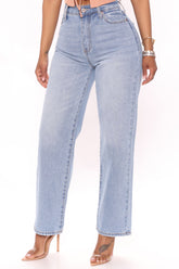 Classic High Waist Loose Jeans - Light Blue Wash Ins Street